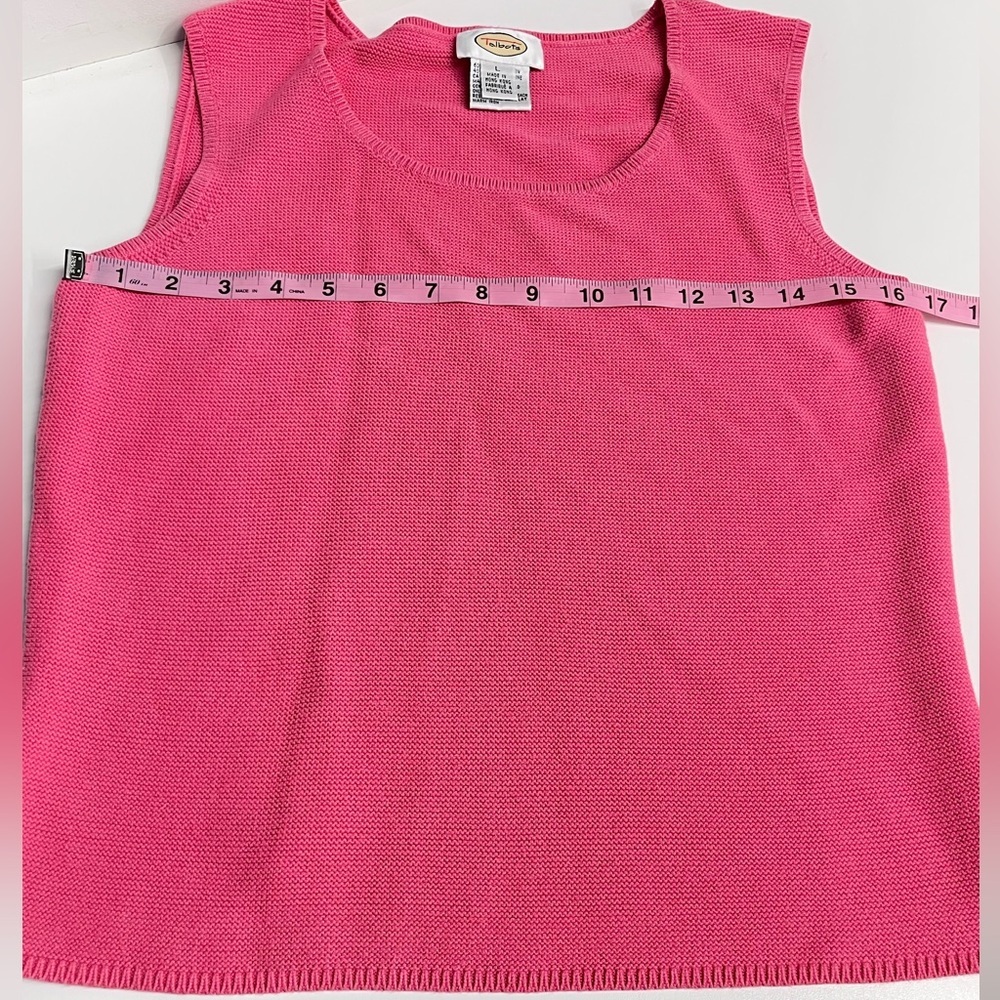 Talbots pink sweater cotton blend textured sleeveless top medium small xs Barbie - Picture 5 of 11